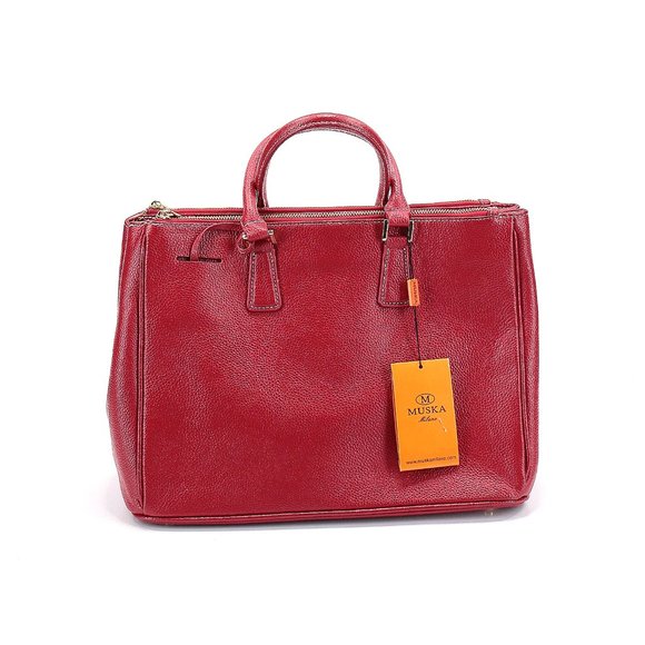 NWT Muska Milano 7088L Red Leather Tote - Picture 1 of 7